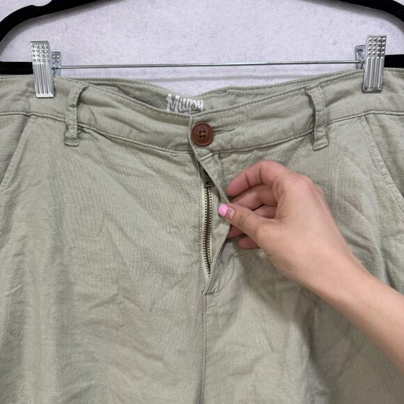 Mugsy Roscoe Shorts Mens Large Green Stretch Linen Blend Casual Summer L1SNOV-36 - Picture 5 of 13